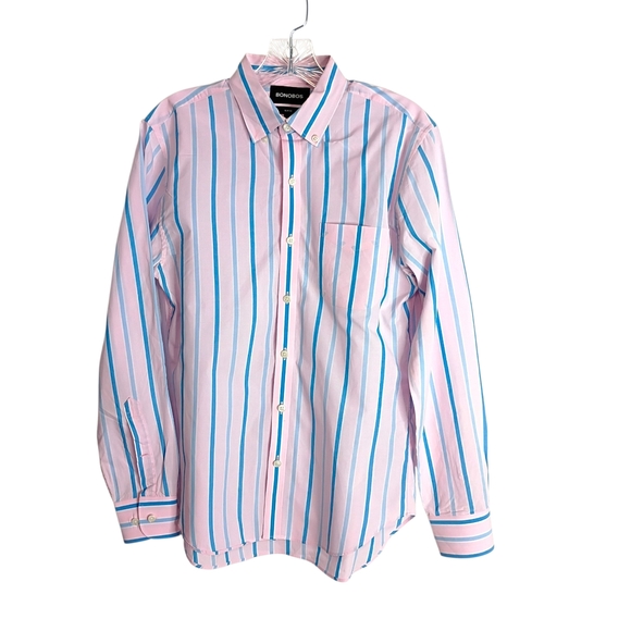 Bonobos Other - Bonobos Pink & Blue Striped Button-Up Shirt - Size S